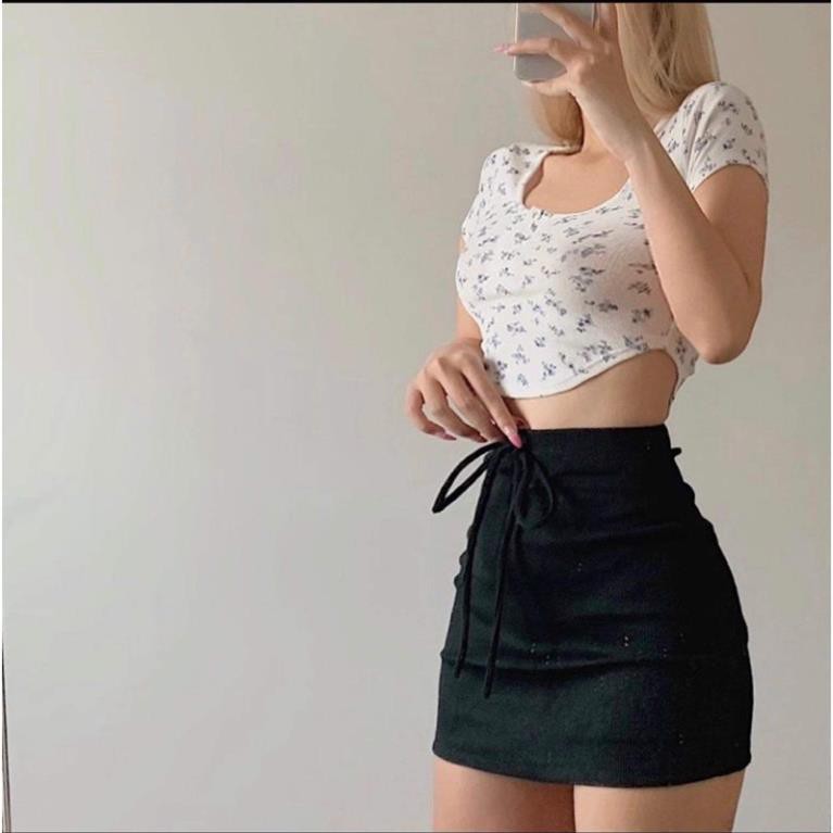 🌸🌻áo Croptop kiểu bông hoa nhý, nút bấm với màu trắng tinh khôi 🌸🌻 ྇