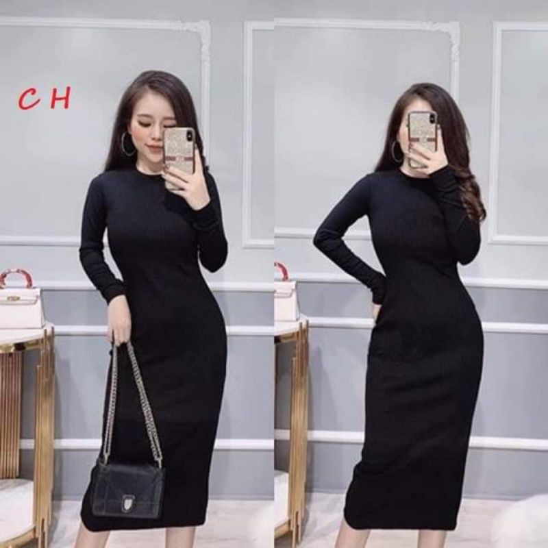 váy nữ - sét đầm nữ - đầm nữ - váy len body dày tay. hất len tăm freesize ulzzang đơn giản ❤ kèm ảnh thật