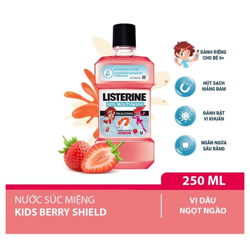 Nước Súc Miệng Listerine Kids dành riêng cho trẻ trên 6 tuổi 250ml