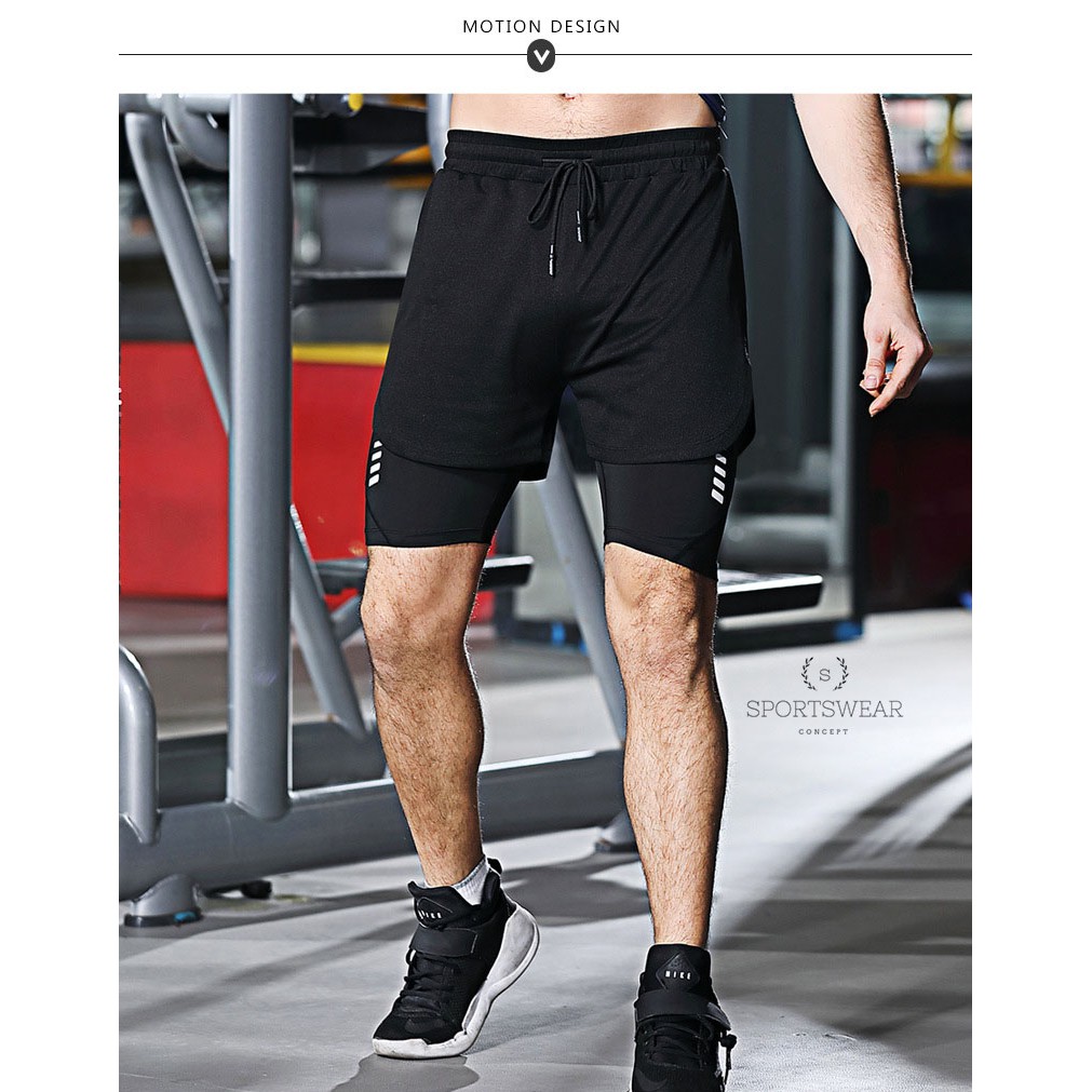 QUẦN TẬP GYM NAM FITNESS RUNNING 2 LỚP CAO CẤP SPORTSWEAR CONCEPT PHÙ HỢP NHIỀU MÔN THỂ THAO CO GIÃN VÀ KHÔ THOÁNG NHANH