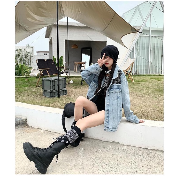 Quần Short Denim Lưng Cao Phong Cách retro Hợp Thời Trang