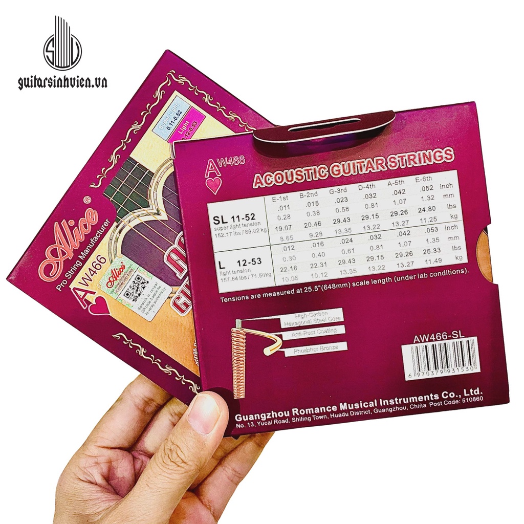 Dây Đàn Alice AW466  - Dây Đàn Trái Tim - Dây Đàn Guitar Acoustic Chính Hãng 466 - Bộ 6 Dây Đàn