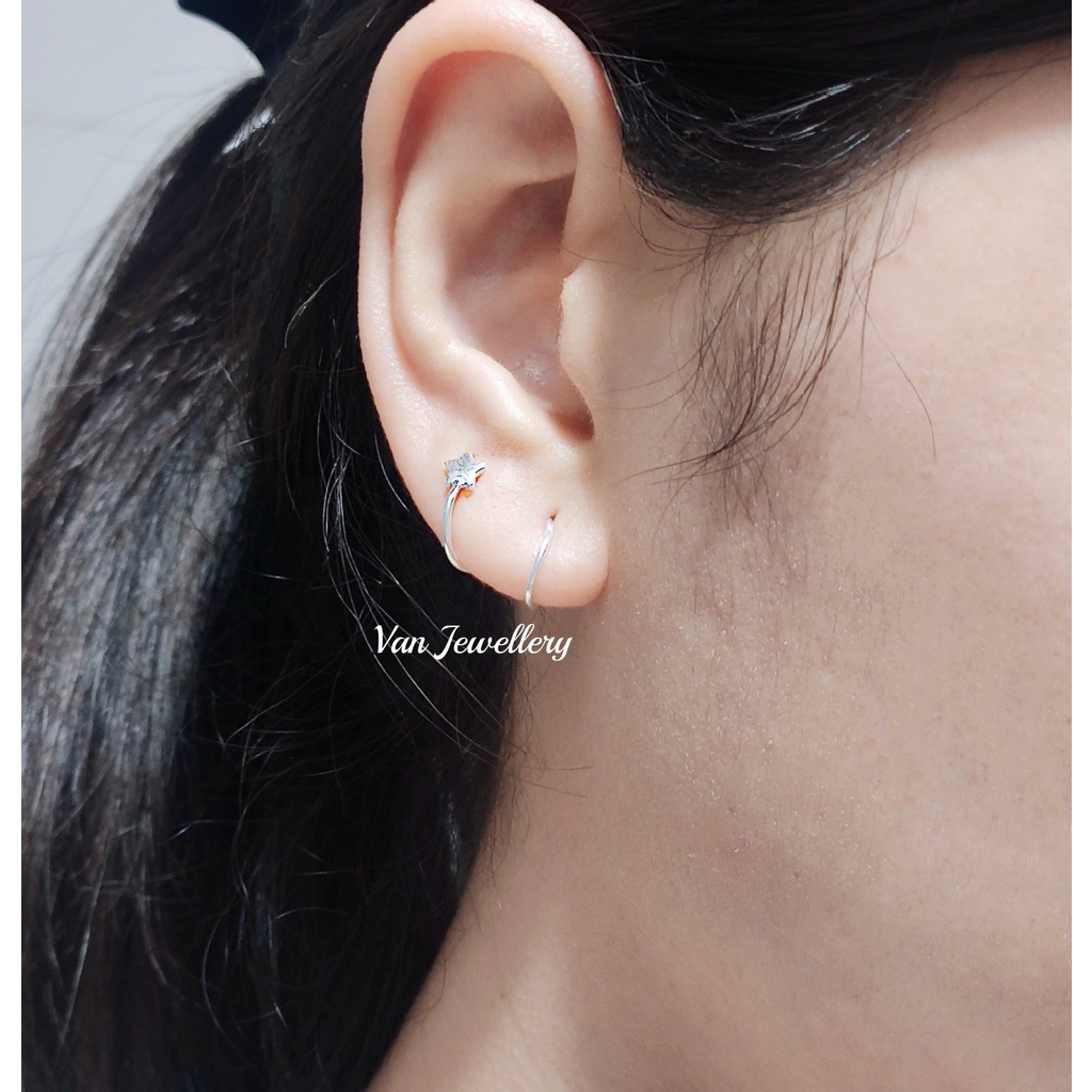 Khuyên tai bạc Khuyên Sao chổi Van Jewelry V10203 xoắn vòng cá tính