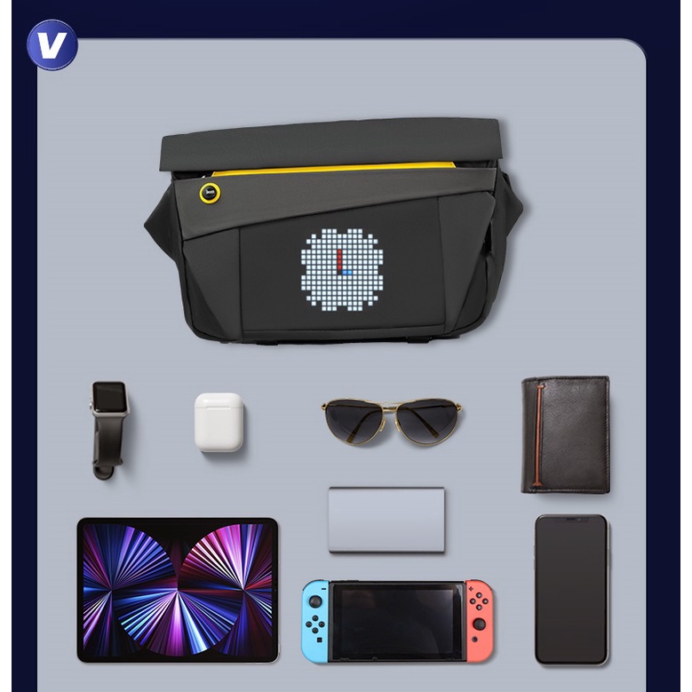 Divoom bag-V Pixoo Slingbag Túi đeo chéo hiển thị màn hình Led, tích hợp app Divoom