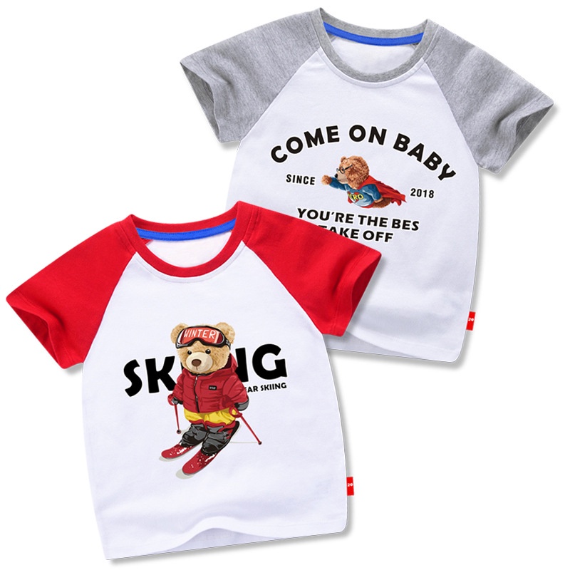 Áo Thun Cotton Tay Ngắn In Họa Tiết Hoạt Hình Thời Trang Mùa Hè Cho Bé Trai Và Gái