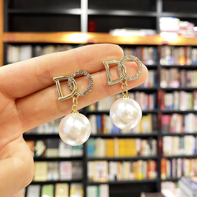 Bông tai Dior TOBI STORE ngọc trai nhân tạo nữ dáng dài TB325