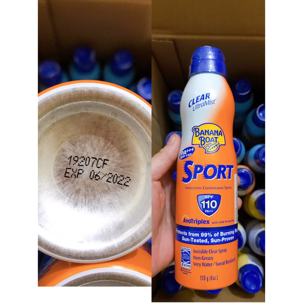 [Xả Lỗ Chạy Date06/2022] Chống Nắng Dạng Xịt Banana Boat Sport Thể Thao SPF110 (170g)