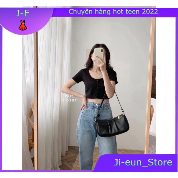 ÁO CROPTOP LEN TĂM CÚC DỌC 6 MÀU LOẠI MỚI - CROPTOP CÚC NGỰC TÍM XANH MINT HOT - mẫu mới - Ji-eun_Store