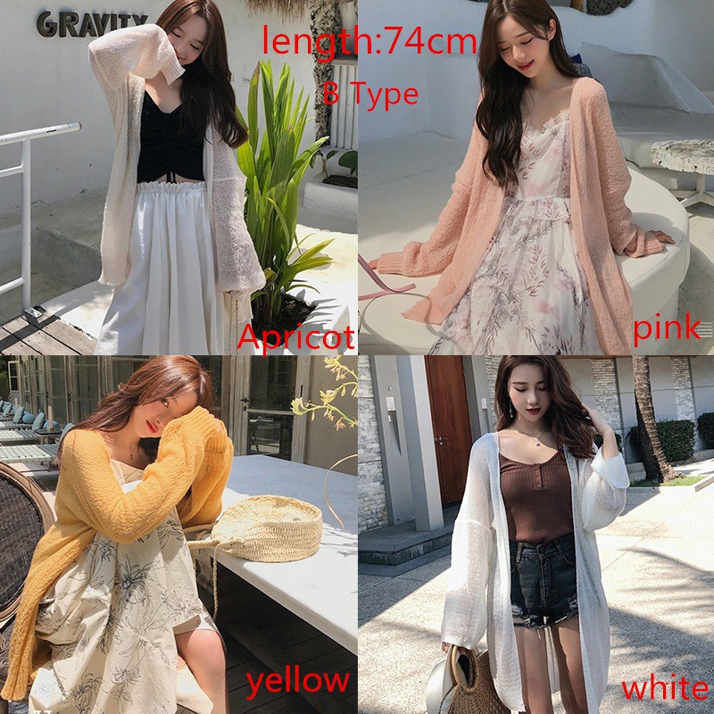 Áo khoác Cardigan tay dài màu trơn thiết kế thanh lịch cho phái nữ