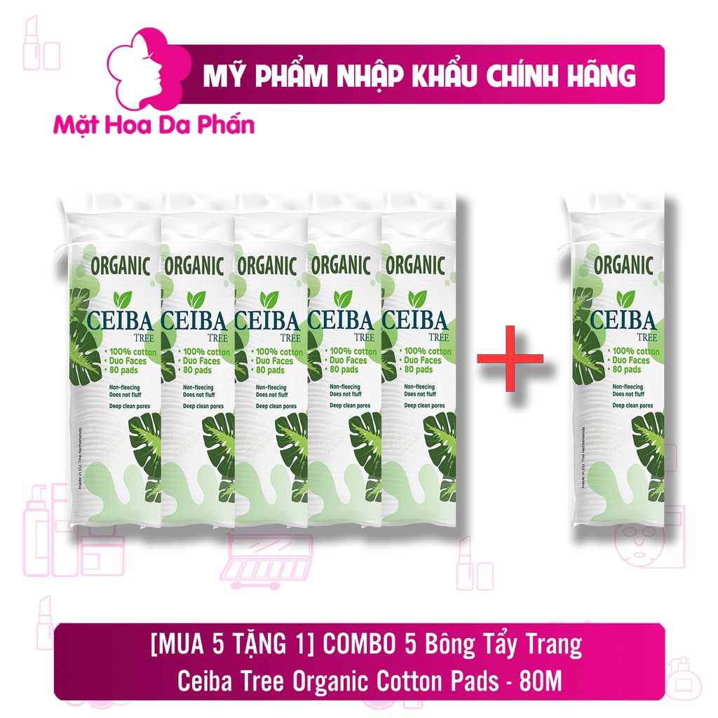 [MUA 5 TẶNG 1] COMBO 5 Bông Tẩy Trang Ceiba Tree Organic Cotton Pads - 80M