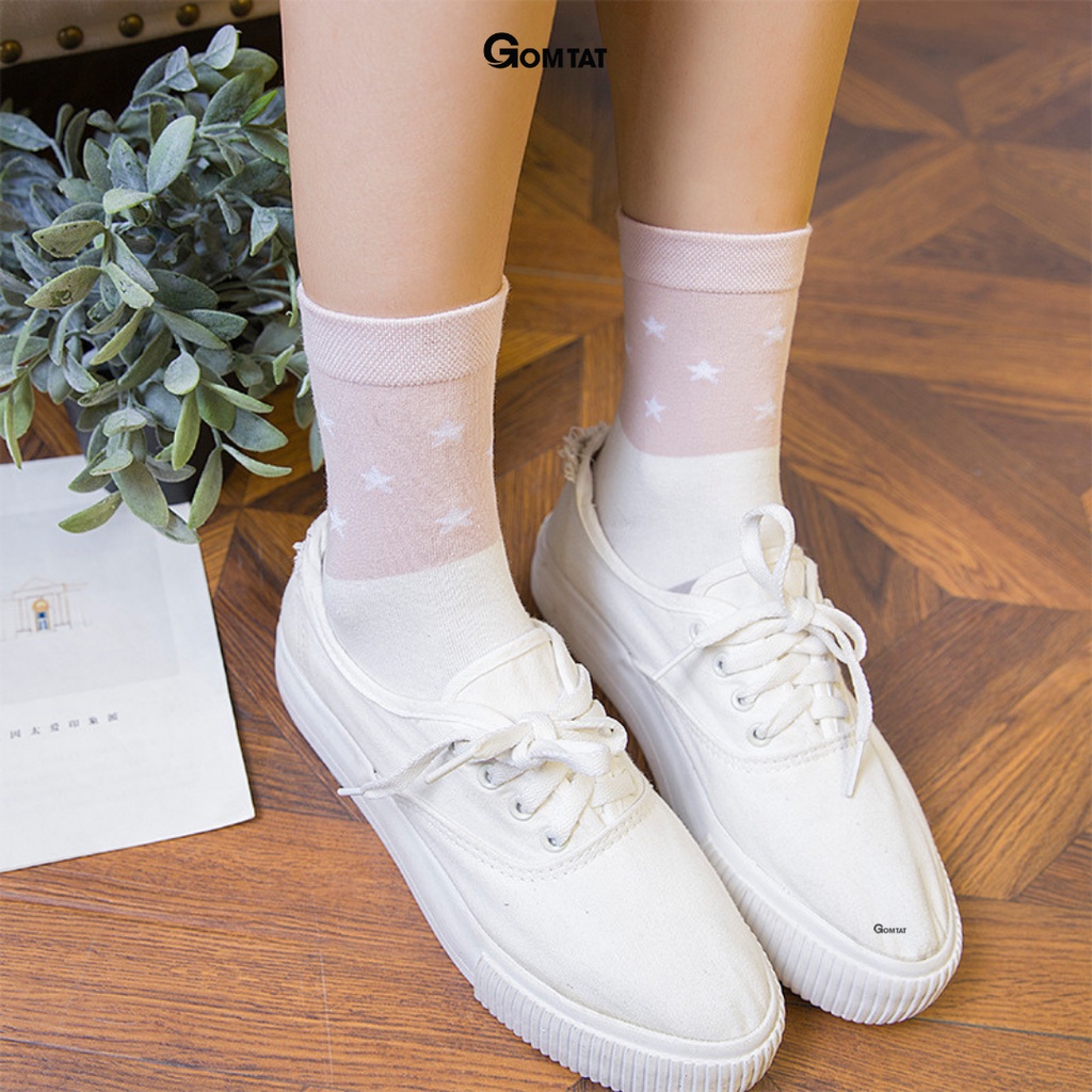 Set 5 Đôi Tất Nữ Cổ Cao GOMTAT Họa Tiết Ngôi Sao, Vớ Nữ Cao Cổ Thời Trang Siêu Dễ Thương - CBCC20