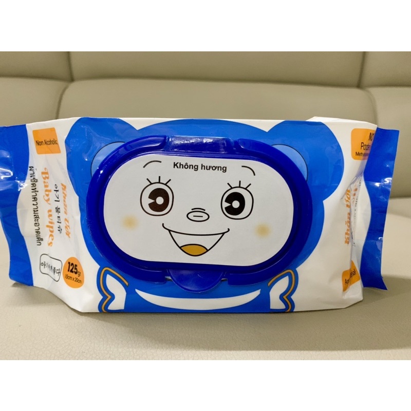 Khăn ướt Baby Wipes mẫu nắp Gấu gói lớn 125gr (15cmx20cm)