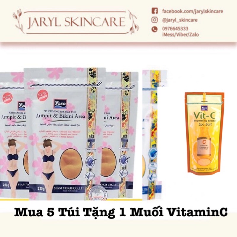 (MUA 5 TẶNG 1) Muối tắm ngừa thâm dưỡng trắng vùng nách và bikini Yoko Salt Spa