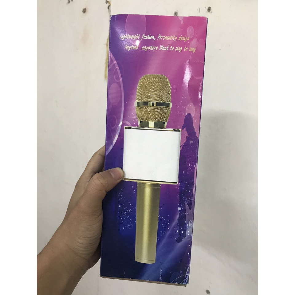 Micro karaoke tích hợp Loa Bluetooth Q7 Micro karaoke bluetooth (Vàng)