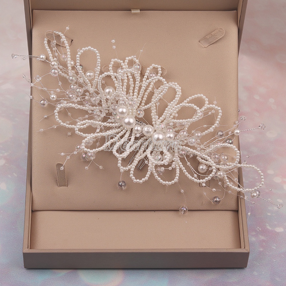 Trâm Cài Tóc Hoa Tua Rua Đính Ngọc Trai Giả Mới Cho Cô Dâu