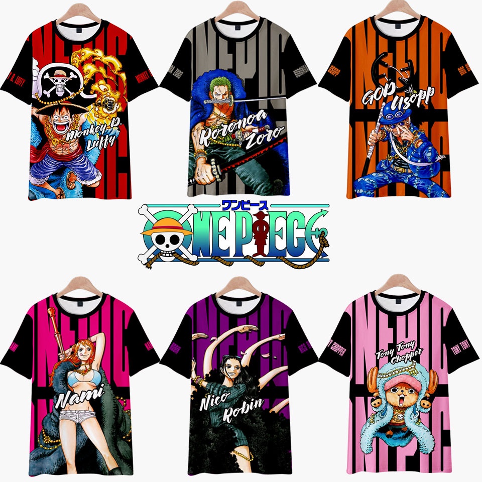 Áo Thun Ngắn Tay In Hình Nhân Vật Anime One Piece Cá Tính Cho Nam