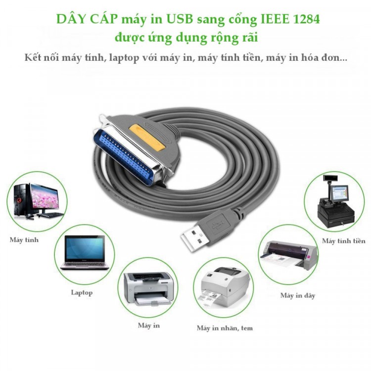 Cáp máy in USB sang IEEE 1284 Parallel dài 2M UGREEN 20225