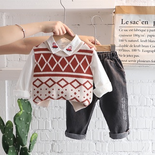 Bộ áo sweater + quần denim họa tiết chấm bi cho bé 0-6 tuổi
