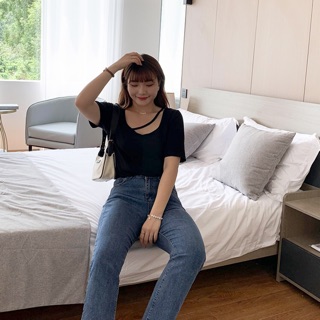 Áo thun gân cổ chữ u 1 dây size ngoại cỡ 60-100kg