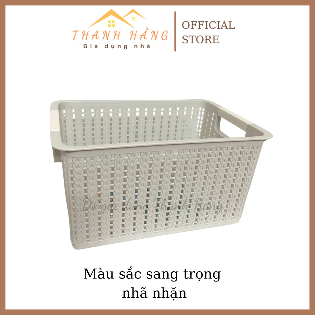Rổ nhựa hình chữ nhật freeship giỏ nhựa Việt Nhật đẹp màu xanh màu ghi