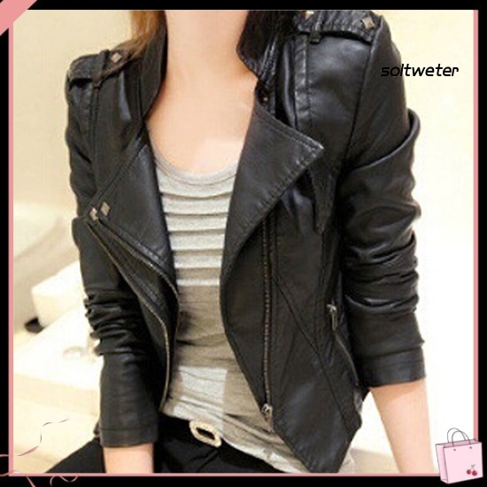 Áo Khoác Giả Da Ngắn Ôm Dáng Cổ Bẻ Thời Trang Cho Nữ
