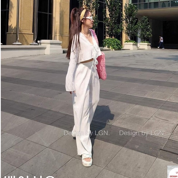 Set áo croptop thắt dây