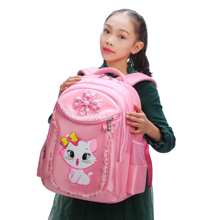 [ Mèo kitty -2 size] Balo đi học mầu hồng mèo hello kitty đáng yêu dành cho bé gái cấp 1, cấp 2 tiểu học