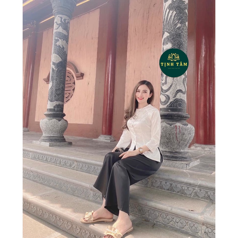 Bộ Bà Ba Quần Đen Vải Lụa Gấm Mềm Mịn, Cực Đẹp Mặc Rất Thoải Mái Duyên Dáng