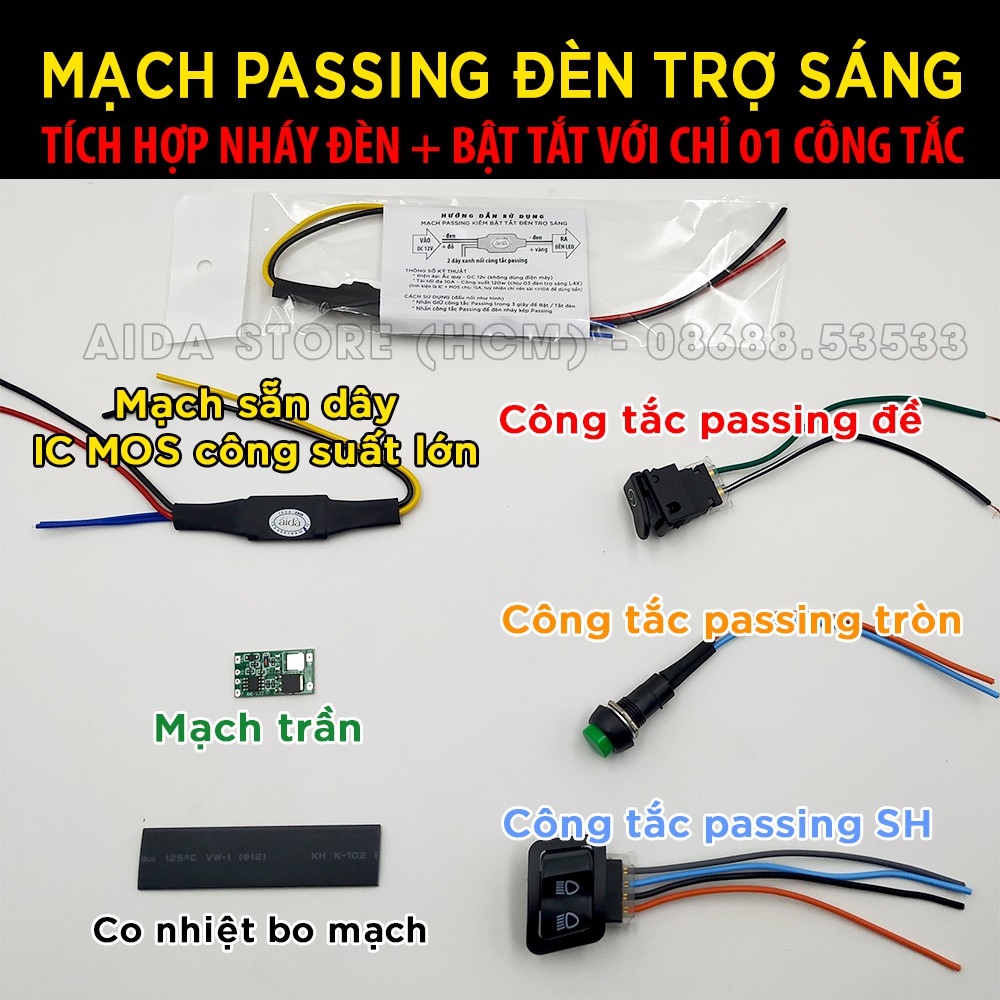 Mạch passing 3s kiêm BẬT TẮT đèn trợ sáng