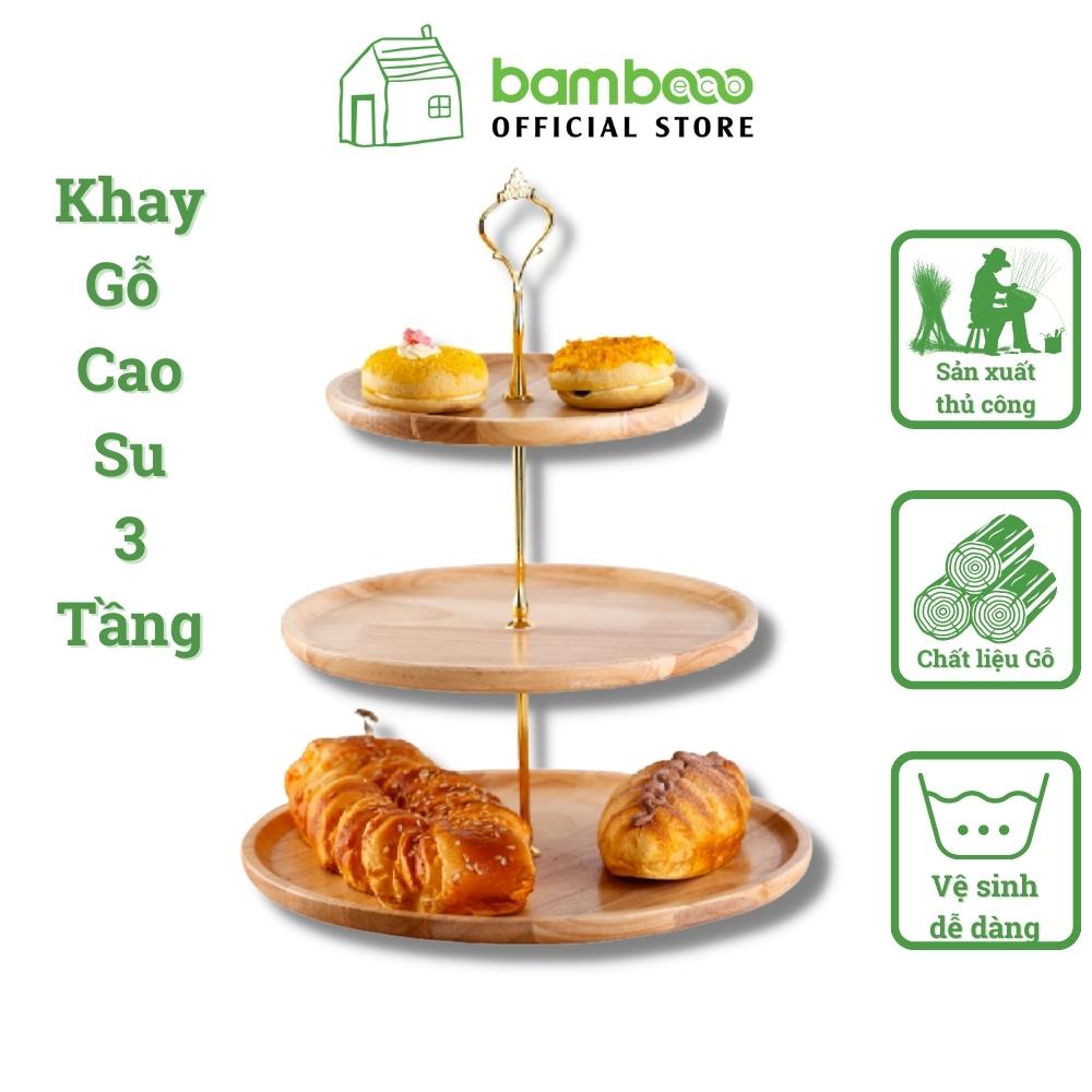 Khay gỗ decor BAMBOOO ECO đĩa đựng bánh ngọt, trái cây các loại , cá tính hiện đại