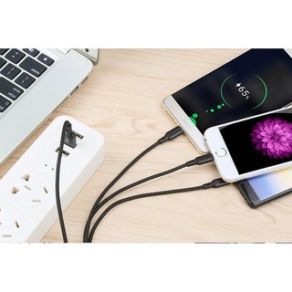 Dây cap sạc nhanh 3 đầu đa năng Type C, Iphone, Android