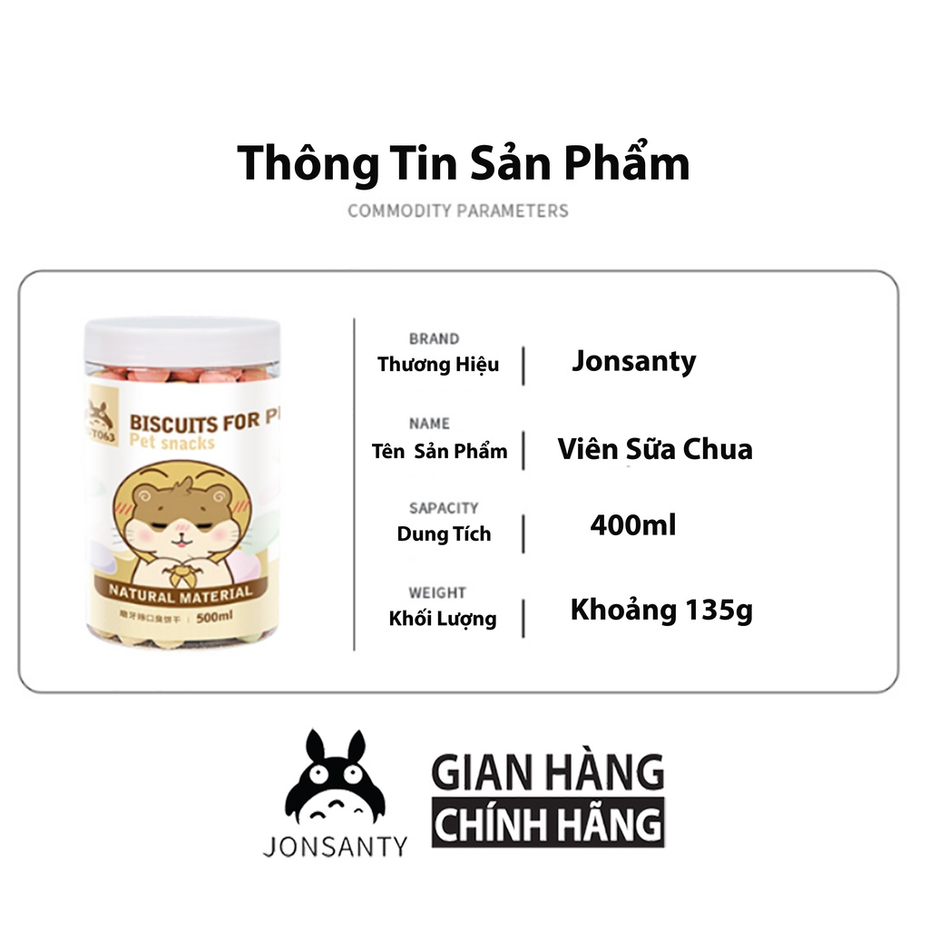 Viên sữa chua JONSANTY cho chuột hamster, thức ăn vặt cho thú cưng nhỏ hộp 500ML cst063