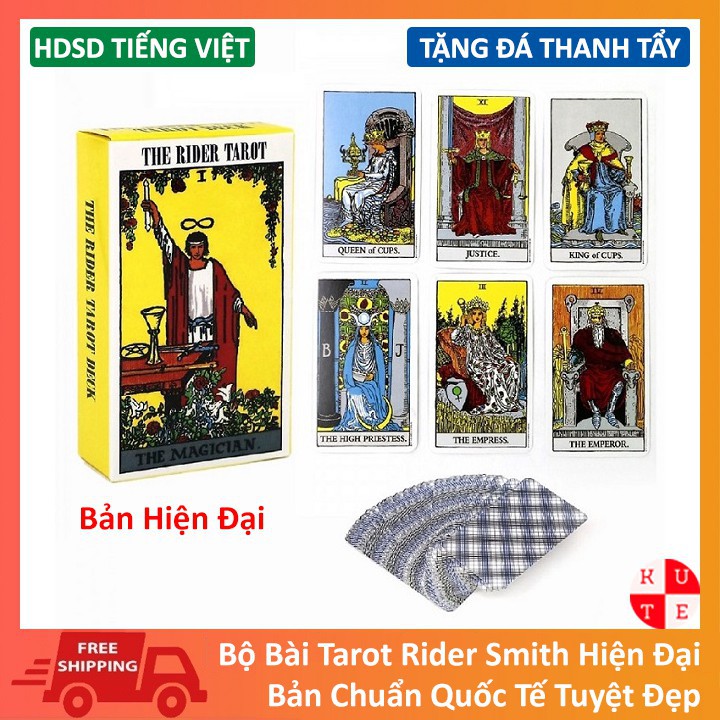 Bài tarot rider smith / waite smith tặng túi nhung, thảm trải bài và đá thanh tẩy