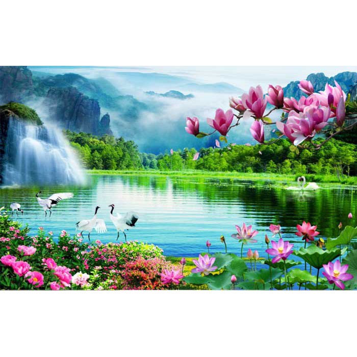 Tranh đính đá 5D , Tranh Phong cảnh đính đá toàn bộ