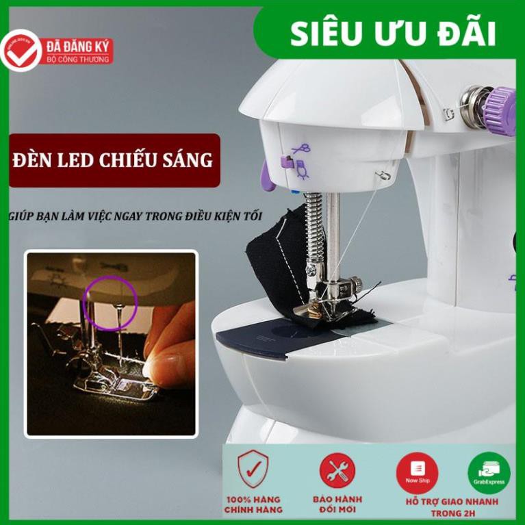 [HÀNG LOẠI 1] Máy Khâu Mini Gia Đình Tiện Dụng - Máy May Mini 2 Chế Độ Nhanh Chậm Có đèn LED - Tặng Kèm 4 Suốt Chỉ , .