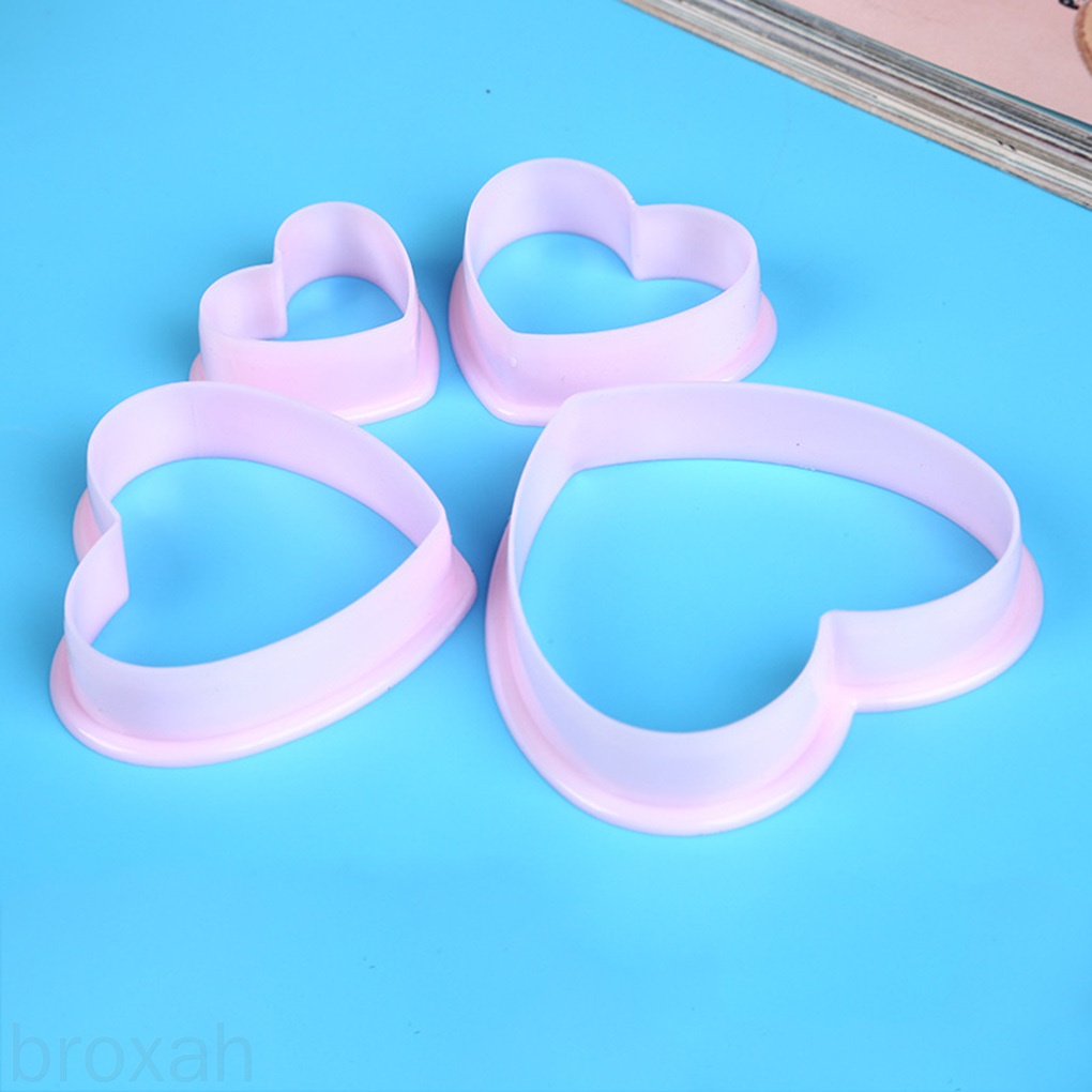 Set 4 Khuôn Cắt Tạo Hình Trái Tim Trang Trí Bánh