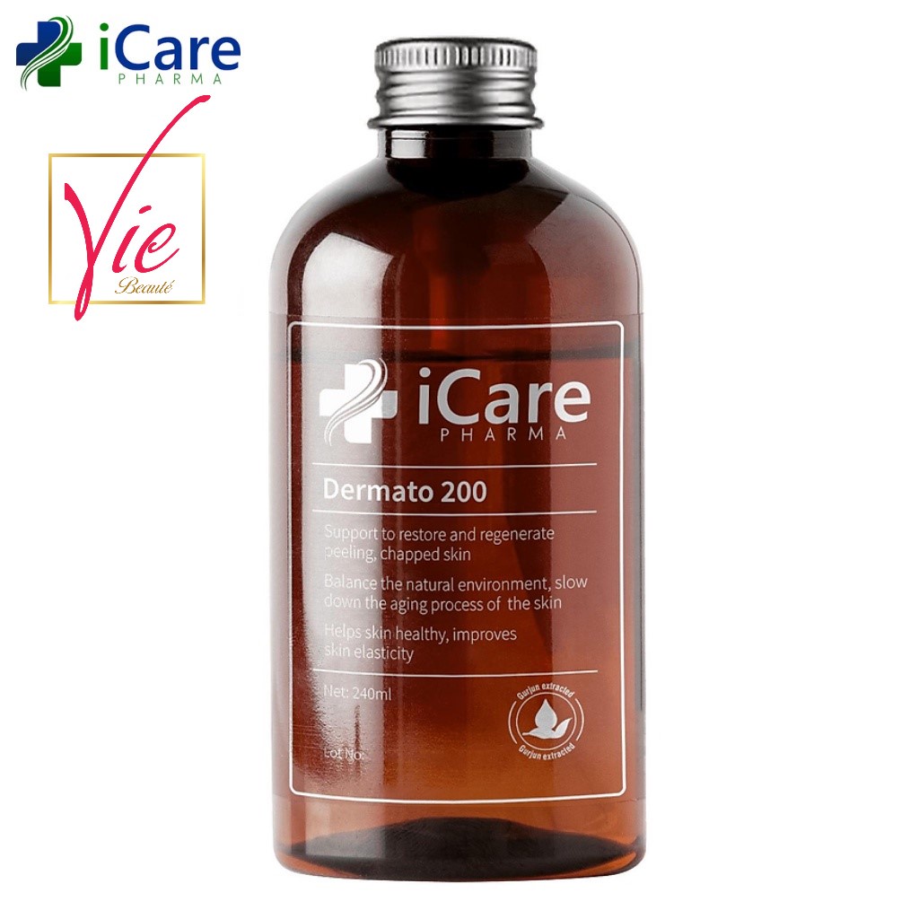Serum Dermato 200 iCare Pharma Tinh chất ngăn rụng tóc, gàu, nấm da đầu, phục hồi tóc hư tổn 240ml