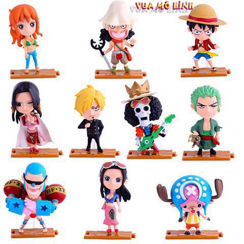 Mô hình One Piece- Figure One Piece chibi combo đủ bộ 10 nhân vật băng Luffy cao 10cm