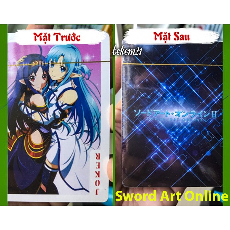 Bộ thẻ bài in hình Sword Art Online Đao kiếm thần vực 54 lá khác nhau bộ tú bài tây anime manga chibi xinh xắn