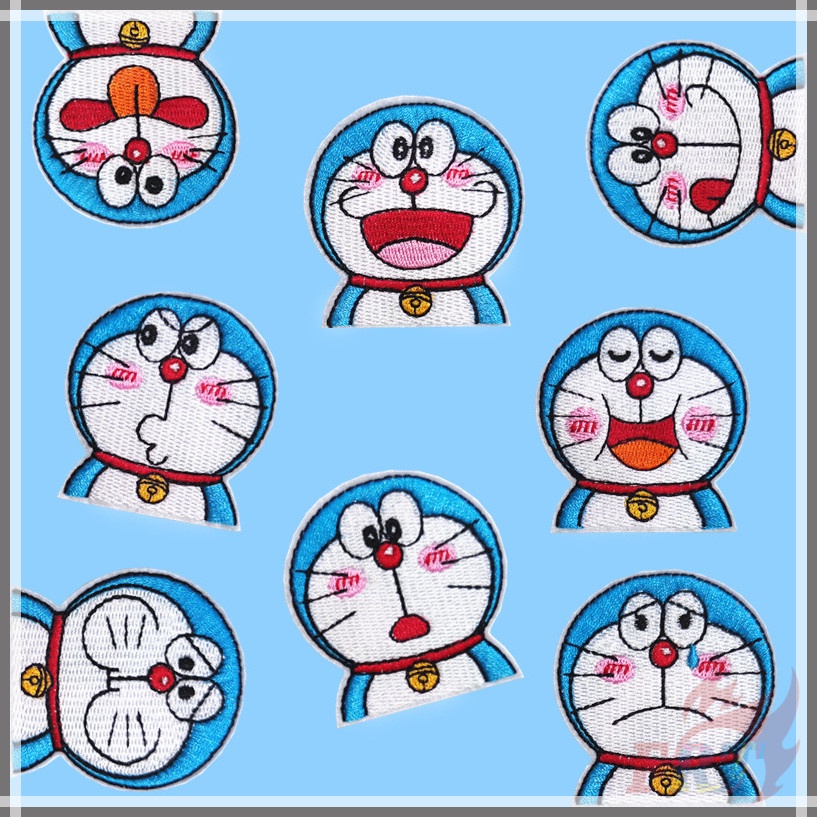 ☸ Sticker Ủi Thêu Hình Doraemon Dễ Thương ☸ 1 Cái Tự Làm Sắt Trên / Nó Trên Các Huy Hiệu Miếng Vá