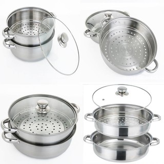 Bộ Nồi Hấp 2 Tầng phi 28 vung kính