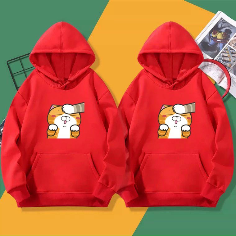[ KHOÁC HÈ ] ÁO KHOÁC HOODIE NỈ UNISEX IN PÉT MÈO CUTE NHIỀU MÀU