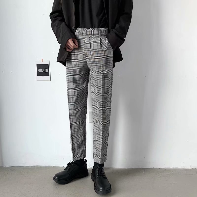 2 Color Fashion Square Plaid Pants For Men Màu