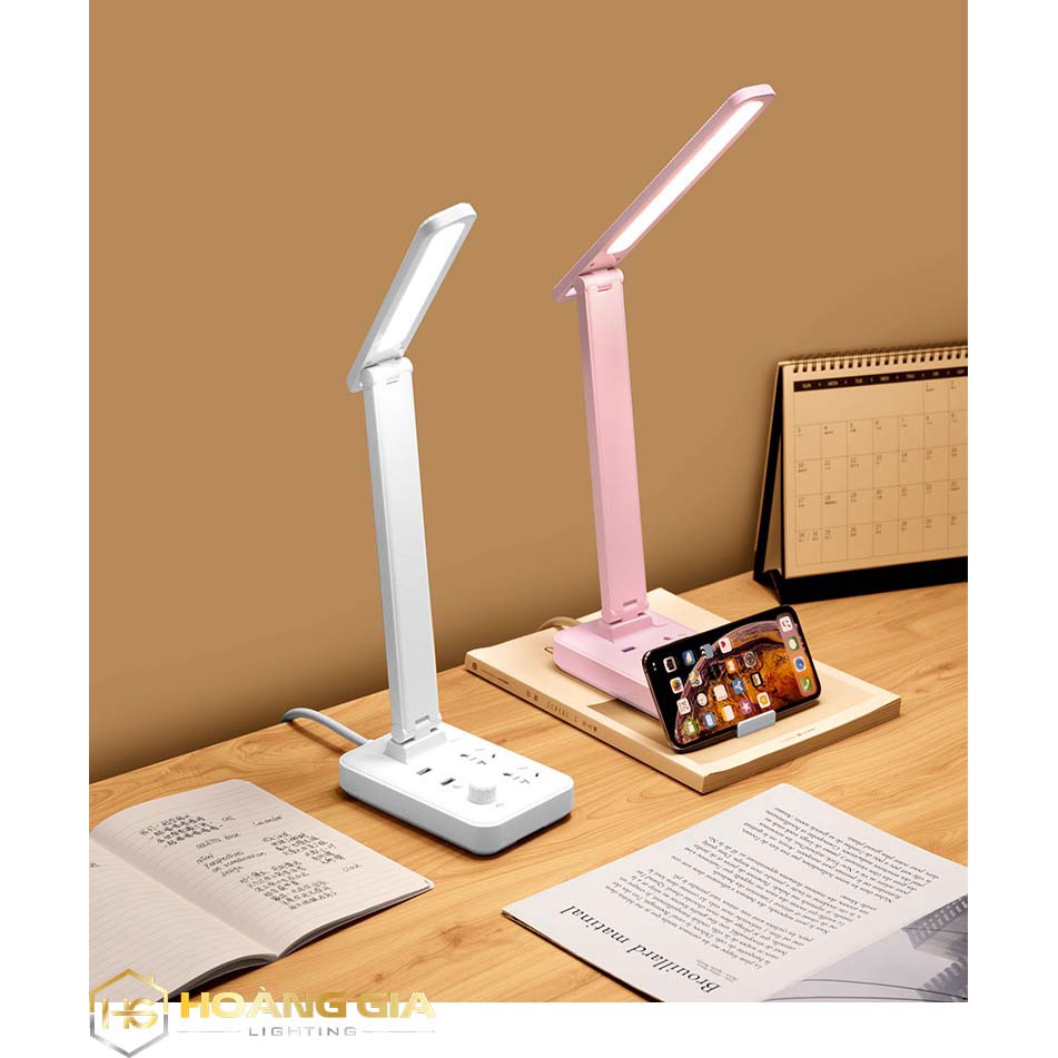 Đèn Bàn Led Tích Hợp Ổ Cắm DB-3011 - Có Điều Khiển - 3 Chế Độ Ánh Sáng - Tăng Giảm Ánh Sáng - Thay Đổi Được Góc Chiếu