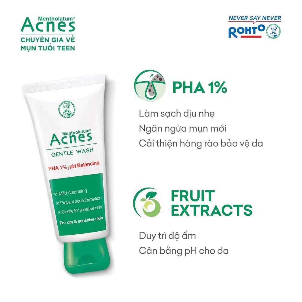 Gel Rửa Mặt Acnes Ngăn Ngừa Mụn Cho Da Khô &amp; Da Nhạy Cảm Gentle Wash 100g