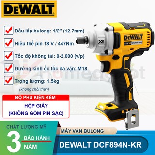 Máy siết bulong đầu 1/2 dùng pin 18v - 447nm chính hãng dewalt dcf894