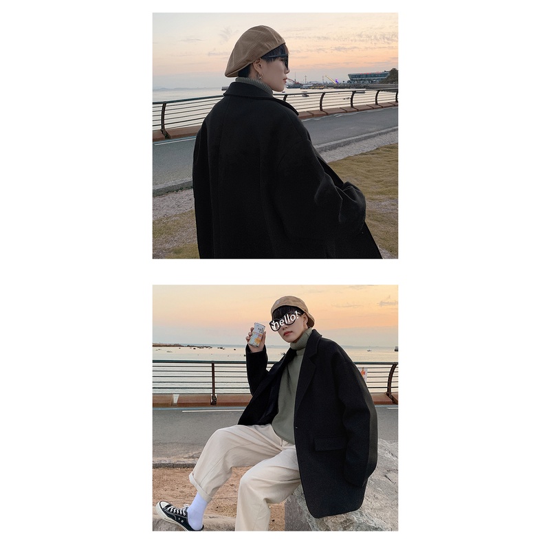 Áo Dạ Nam, Áo Khoác Dạ Nam Dáng Dài Kiểu Dáng Hàn Quốc AKD10/07 Đen