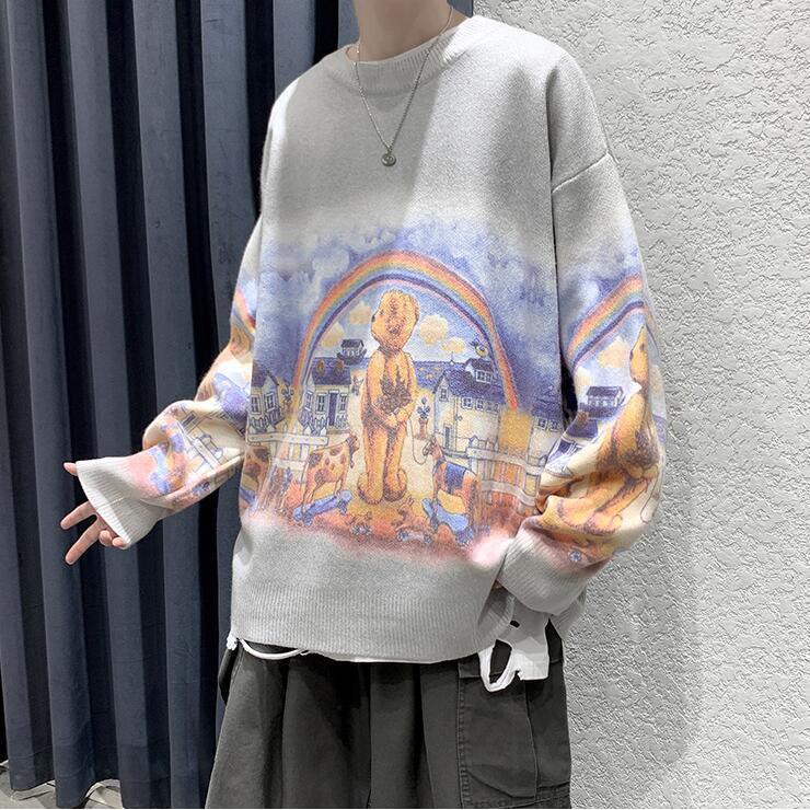 Áo Nỉ Tay Dài In Hình Gấu Trẻ Trung Cho Nam