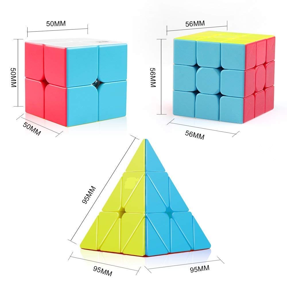 Bộ Combo 3 Khối Rubik 2x2 3x3 Tam Giác Hàng Đẹp Nhựa Màu Không Dán Giấy