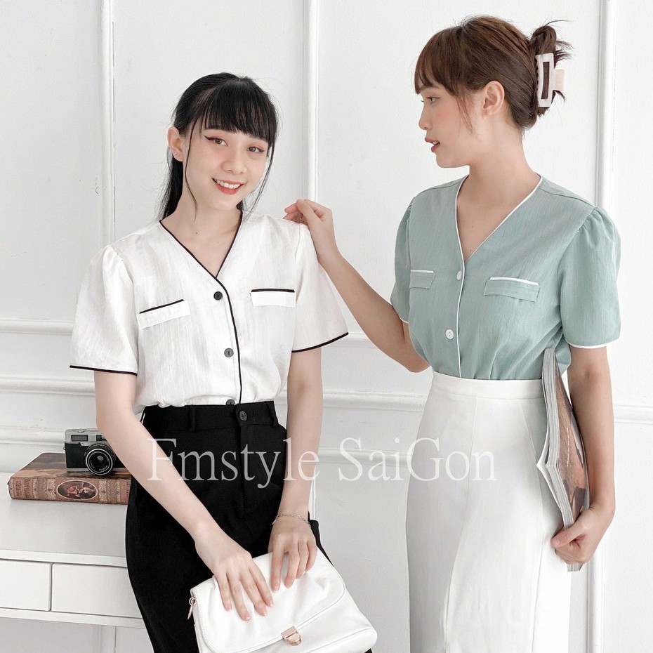 Áo tay ngắn túi nắp viền màu ulzzang thời trang nữ Fmstyle Saigon 21SU062X1502 | BigBuy360 - bigbuy360.vn